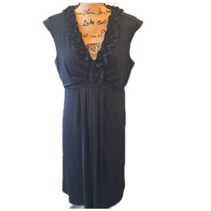 2/$15🖤Charter Club Ruffle V-Neck Black Dress